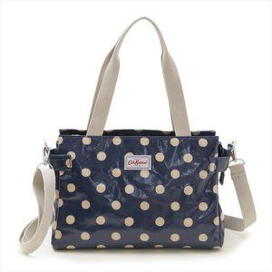NWT!!Cath Kidston, Cath Kidston classic Navy button spot shoulder bag, Oil Cloth